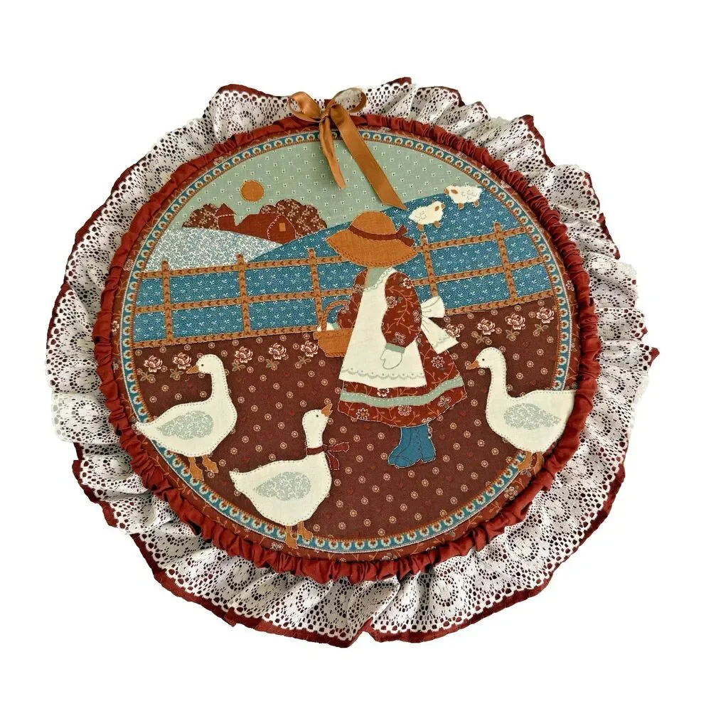 Vintage Sunbonnet Sue Geese Quilted Hoop Wall Hanging Cottagecore 12
